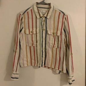 Multicolored Striped Button Up